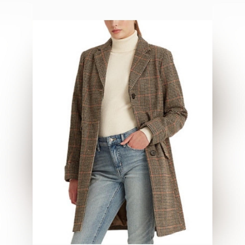 NWT Ralph Lauren Houndstooth Patterned Coat